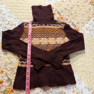 Brown and Orange Patterned Women's Sweater